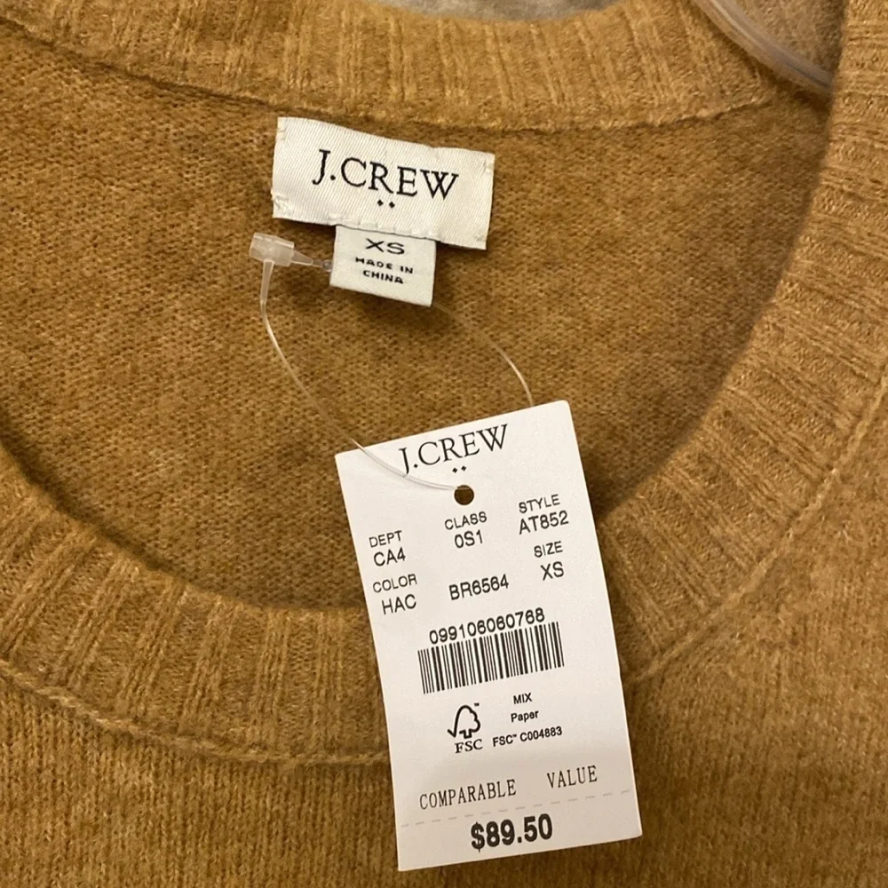 J. Crew NWT Mockneck Sweater-Dress In Extra-Soft Yarn Heather Camel Size XS New